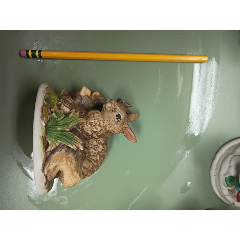 Vintage Ceramic Rabbit Figurine Woodland Bunny 1411 Hand Painted Brown 4 Inch